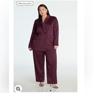 Eloquii Burgundy Blazer with Silver Accents and matching Pants